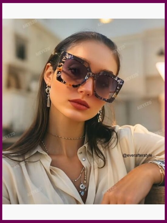 Oversized Square Sunglasses with UV400 Protection, Metal Frame main image 7
